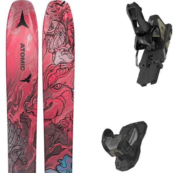 ATOMIC BENT 110 RED METALIC/BLUE + ATOMIC WARDEN 13 MNC BLACK/GOLD 3 ATOMIC BENT 110 RED METALIC/BLUE + ATOMIC WARDEN 13 MNC BLACK/GOLD