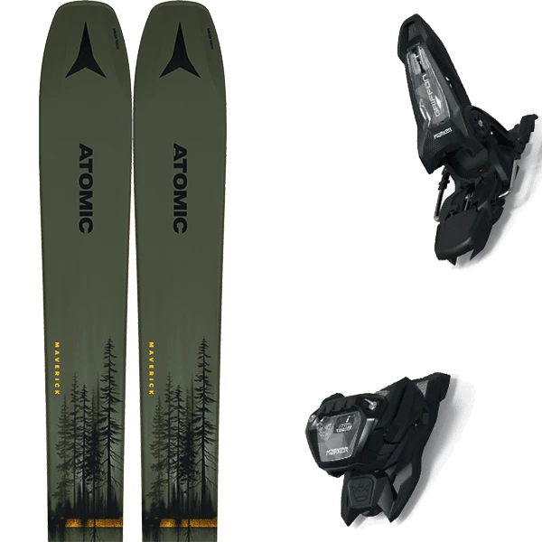 ATOMIC MAVERICK 100 TI MTGREEN/SAFR + MARKER GRIFFON 13 ID BLACK 3 ATOMIC MAVERICK 100 TI MTGREEN/SAFR + MARKER GRIFFON 13 ID BLACK